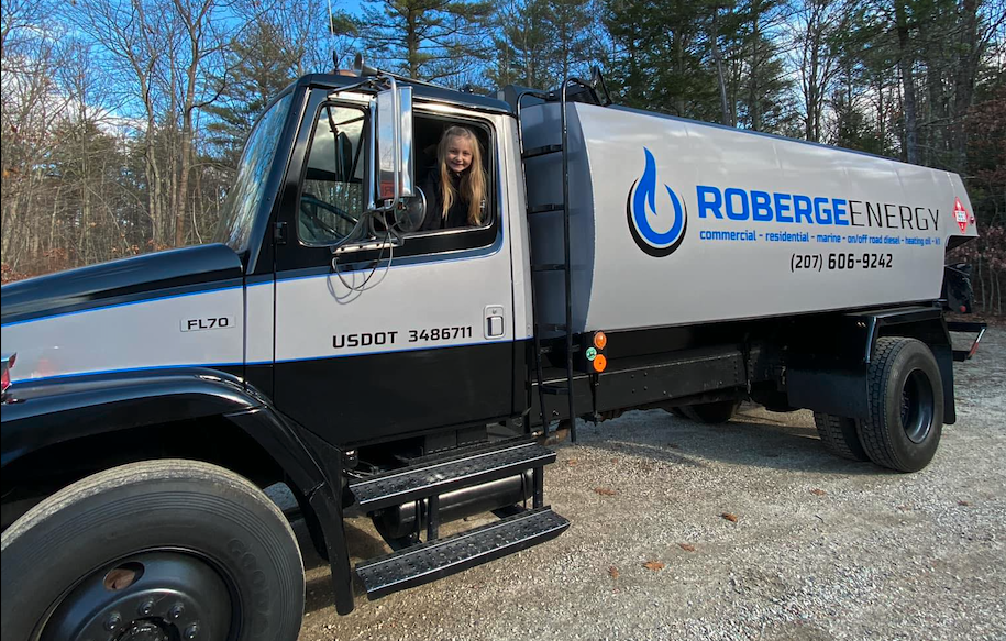 Roberge heating oil truck making a delivery
